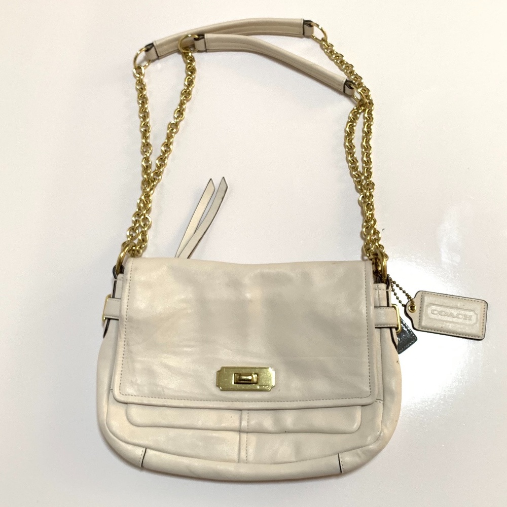 Coach Chelsea Small White Leather Convertible Bag